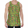 Green Monarch Butterfly Pattern Print Men's Velvet Tank Top