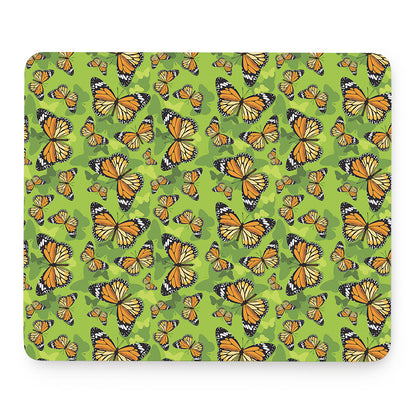 Green Monarch Butterfly Pattern Print Mouse Pad