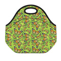 Green Monarch Butterfly Pattern Print Neoprene Lunch Bag