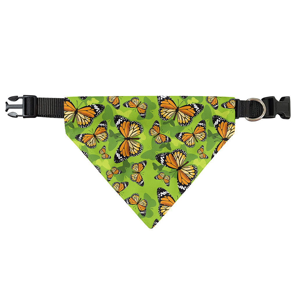 Green Monarch Butterfly Pattern Print Over The Collar Dog Bandana