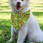 Green Monarch Butterfly Pattern Print Over The Collar Dog Bandana