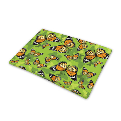 Green Monarch Butterfly Pattern Print Pet Cooling Mat Cover
