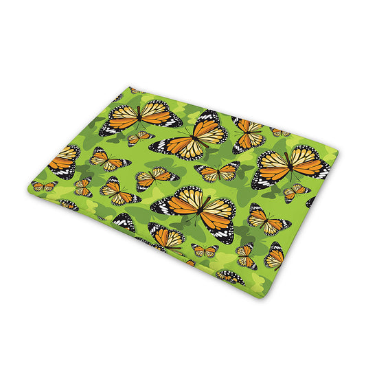Green Monarch Butterfly Pattern Print Pet Cooling Mat Cover