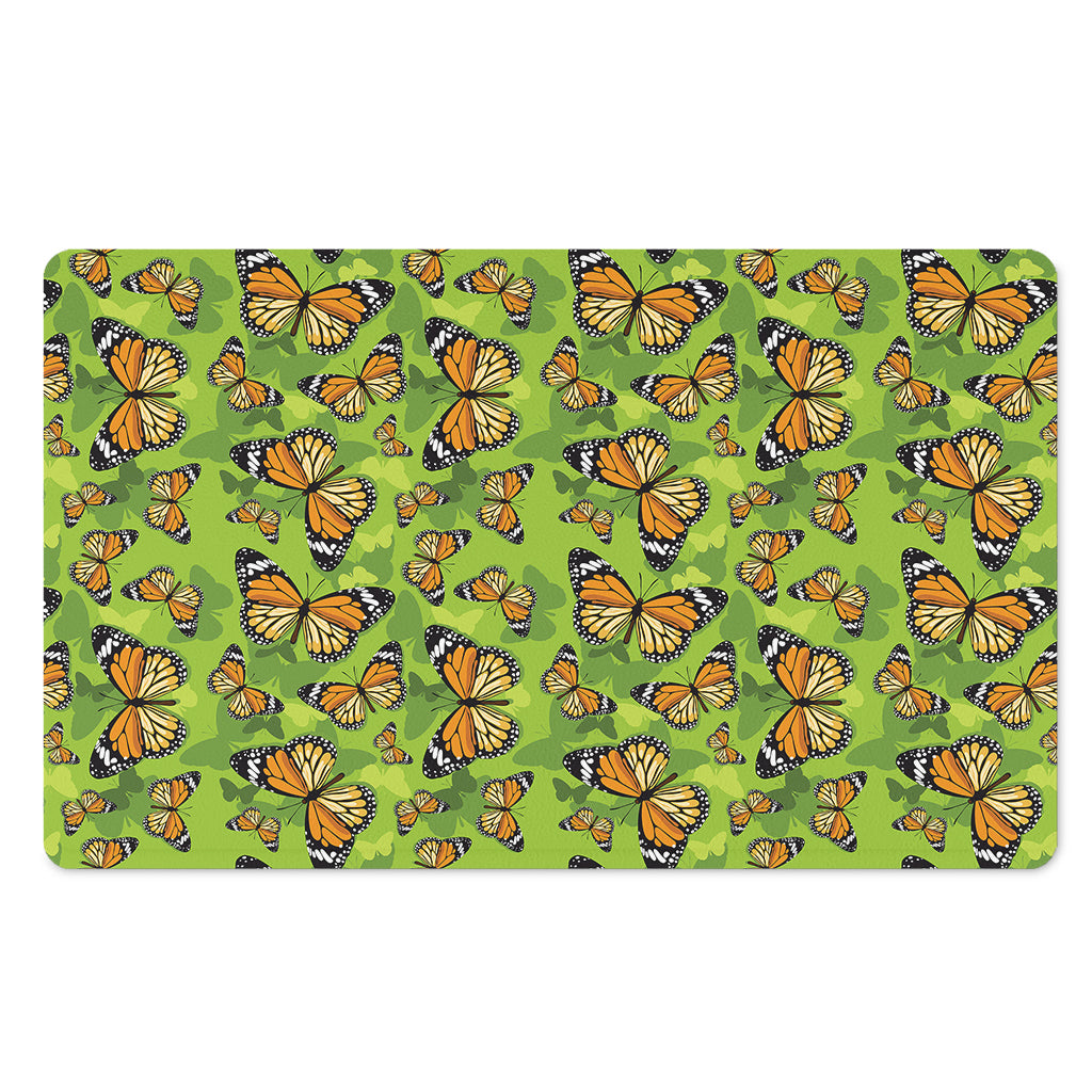 Green Monarch Butterfly Pattern Print Polyester Doormat