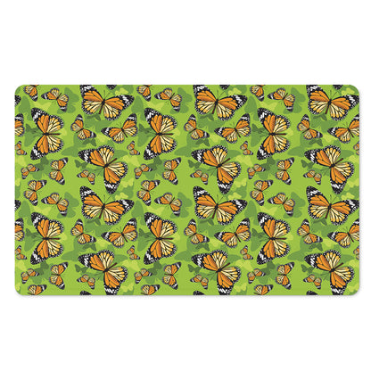 Green Monarch Butterfly Pattern Print Polyester Doormat
