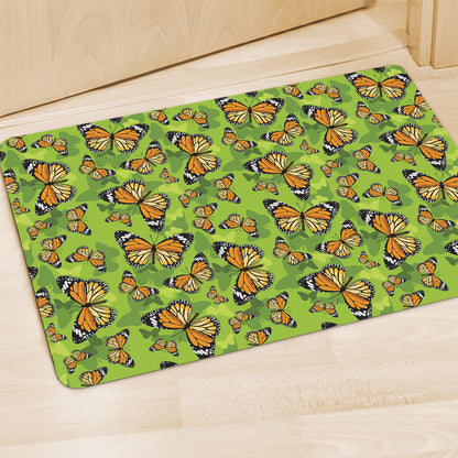 Green Monarch Butterfly Pattern Print Polyester Doormat