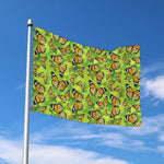 Green Monarch Butterfly Pattern Print Polyester Flag