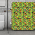 Green Monarch Butterfly Pattern Print Polyester Shower Curtain