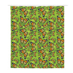 Green Monarch Butterfly Pattern Print Polyester Shower Curtain