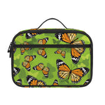 Green Monarch Butterfly Pattern Print Portable Lunch Bag