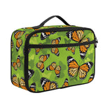 Green Monarch Butterfly Pattern Print Portable Lunch Bag