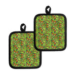 Green Monarch Butterfly Pattern Print Pot Holders