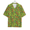 Green Monarch Butterfly Pattern Print Rayon Hawaiian Shirt