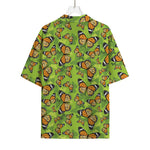 Green Monarch Butterfly Pattern Print Rayon Hawaiian Shirt