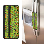 Green Monarch Butterfly Pattern Print Refrigerator Handle Covers