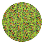 Green Monarch Butterfly Pattern Print Round Blanket