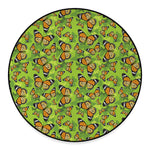 Green Monarch Butterfly Pattern Print Round Floor Mat