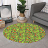 Green Monarch Butterfly Pattern Print Round Rug