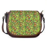 Green Monarch Butterfly Pattern Print Saddle Bag