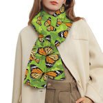 Green Monarch Butterfly Pattern Print Scarf