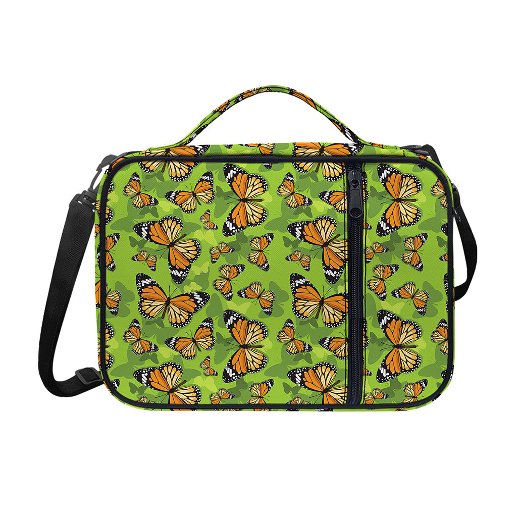Green Monarch Butterfly Pattern Print Shoulder Strap Bible Bag