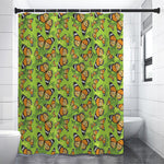 Green Monarch Butterfly Pattern Print Shower Curtain