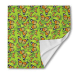 Green Monarch Butterfly Pattern Print Silk Bandana