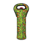 Green Monarch Butterfly Pattern Print Single Neoprene Wine Tote