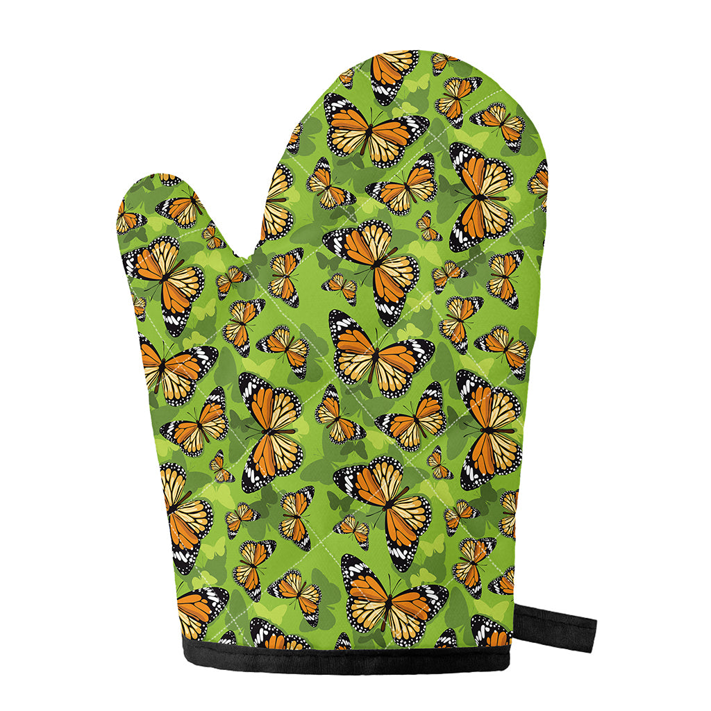 Green Monarch Butterfly Pattern Print Single Oven Mitt