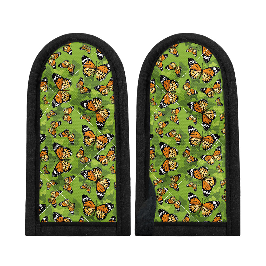 Green Monarch Butterfly Pattern Print Skillet Handle Cover