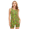 Green Monarch Butterfly Pattern Print Sleeveless One Piece Swimsuit