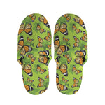Green Monarch Butterfly Pattern Print Slippers