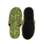 Green Monarch Butterfly Pattern Print Slippers