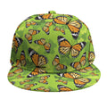 Green Monarch Butterfly Pattern Print Snapback Cap