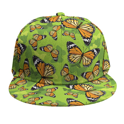 Green Monarch Butterfly Pattern Print Snapback Cap