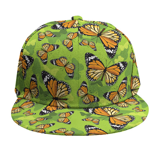 Green Monarch Butterfly Pattern Print Snapback Cap