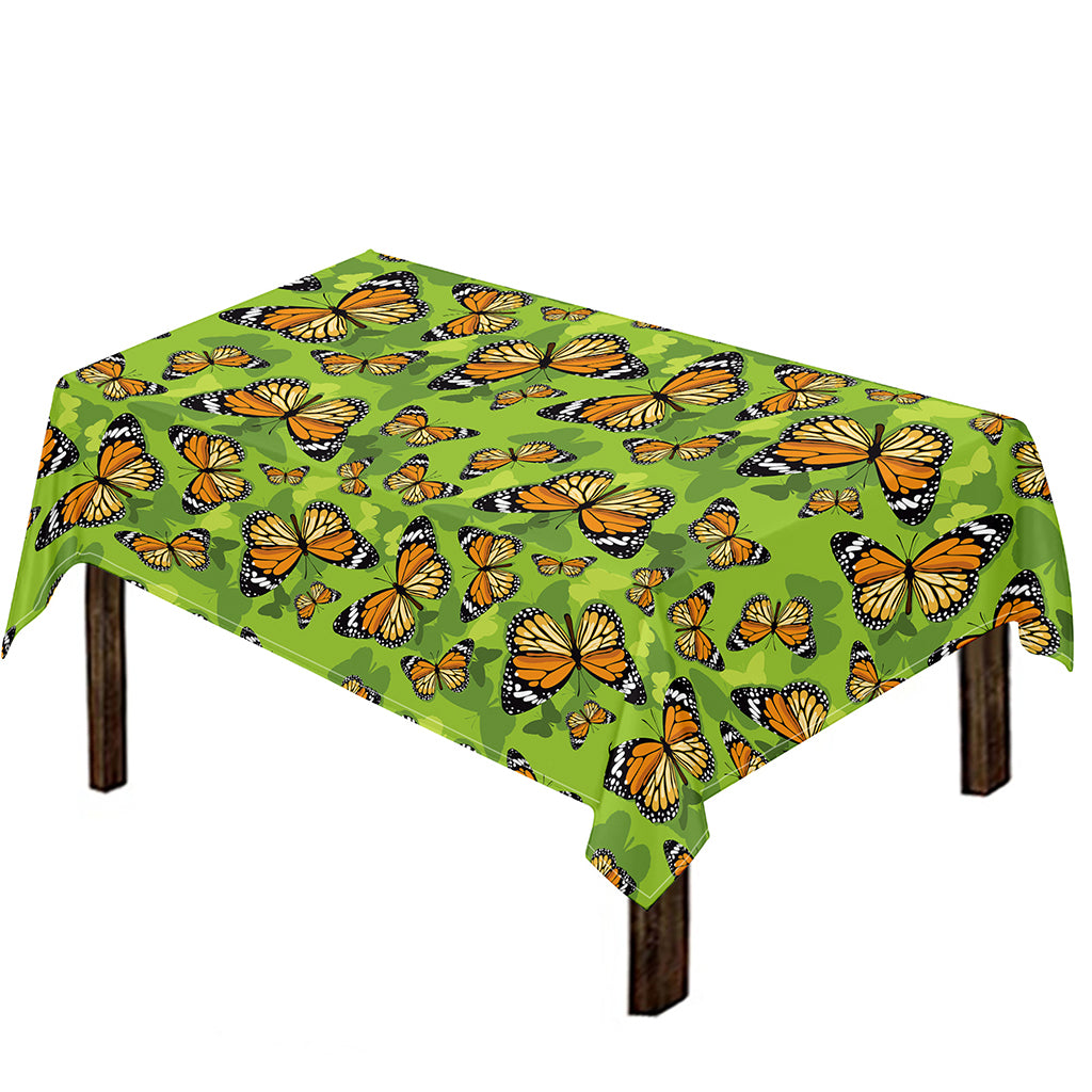 Green Monarch Butterfly Pattern Print Tablecloth