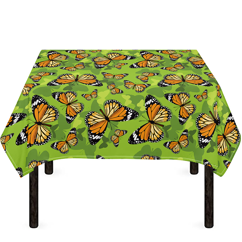 Green Monarch Butterfly Pattern Print Tablecloth