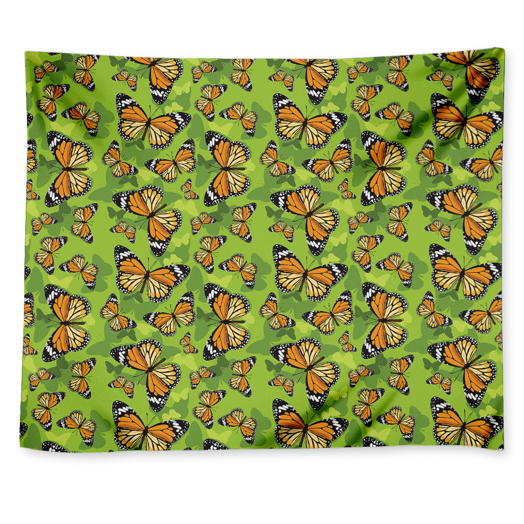 Green Monarch Butterfly Pattern Print Tapestry