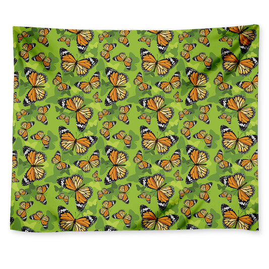 Green Monarch Butterfly Pattern Print Tapestry