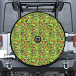 Green Monarch Butterfly Pattern Print Tire Cover With Camera Hole