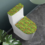 Green Monarch Butterfly Pattern Print Toilet Lid And Tank Cover Set