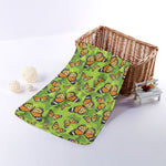 Green Monarch Butterfly Pattern Print Towel