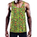 Green Monarch Butterfly Pattern Print Men's Workout Tank Top