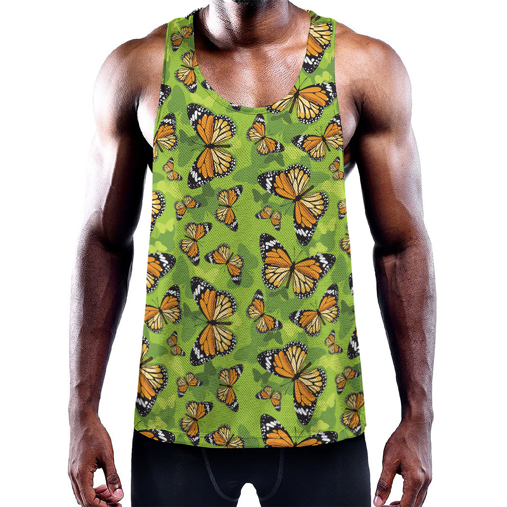 Green Monarch Butterfly Pattern Print Training Tank Top