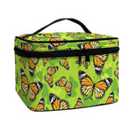 Green Monarch Butterfly Pattern Print Travel Makeup Bag