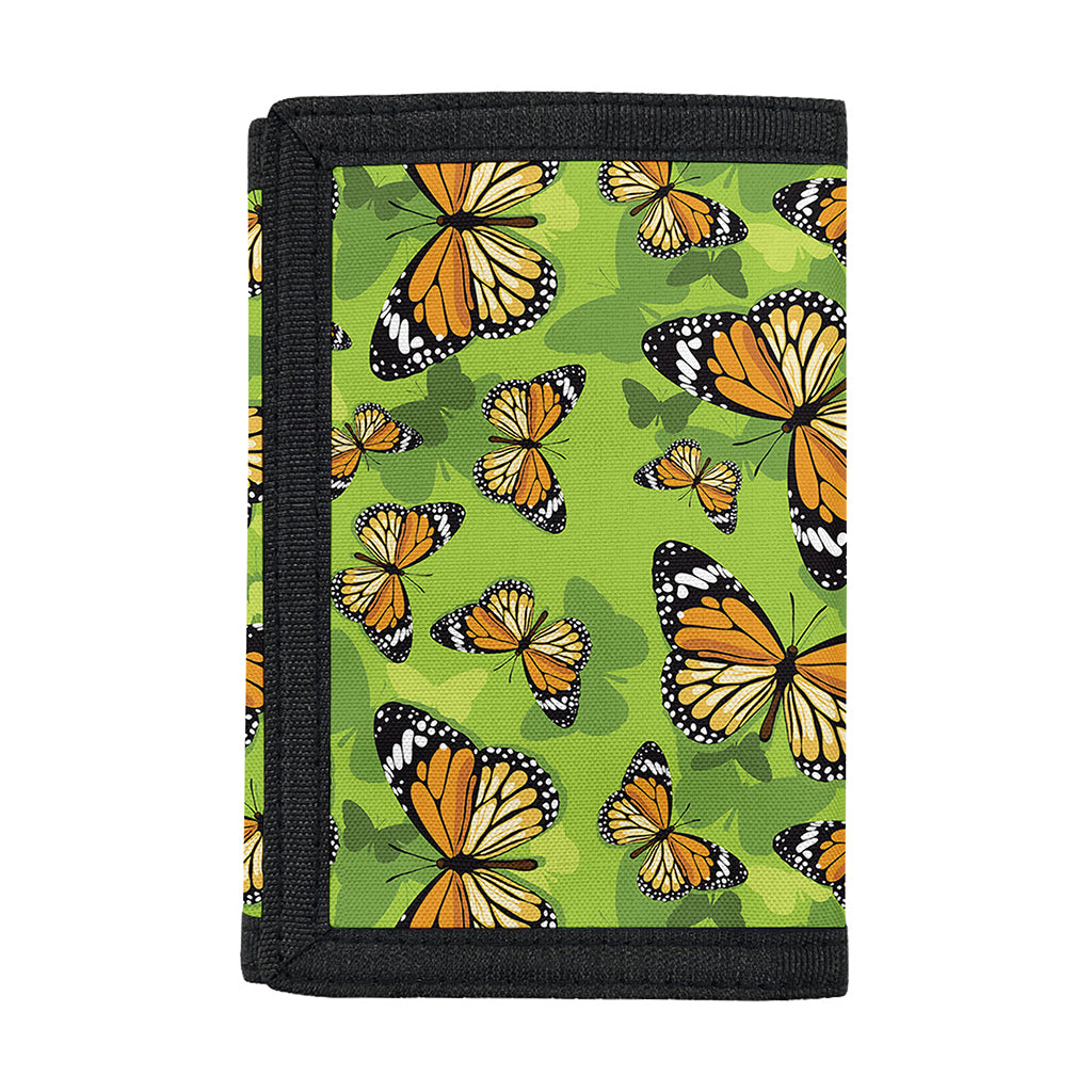Green Monarch Butterfly Pattern Print Trifold Wallet