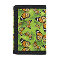 Green Monarch Butterfly Pattern Print Trifold Wallet