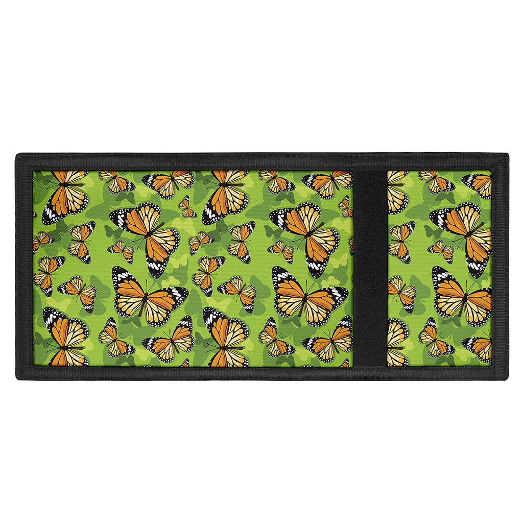 Green Monarch Butterfly Pattern Print Trifold Wallet