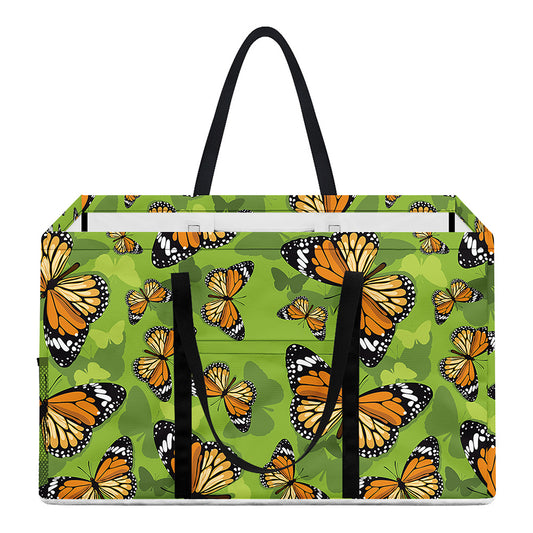 Green Monarch Butterfly Pattern Print Utility Tote Bag